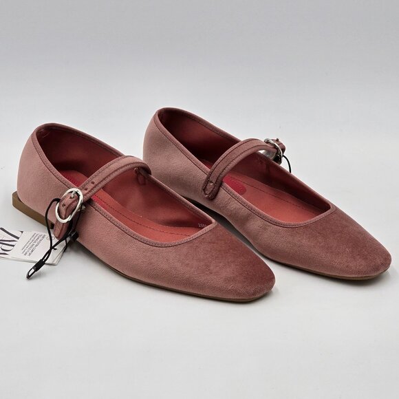 Zara Velvet Mary Jane Ballet Flats - NWT - Picture 3 of 15